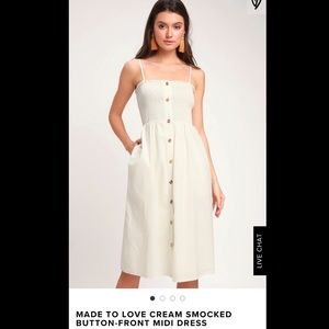 Lulu’s cream button front midi dress, medium